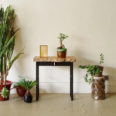 live edge console - hall table - entry table - industrial modern console from urban salvage wood and recycled steel - desk with drawer 