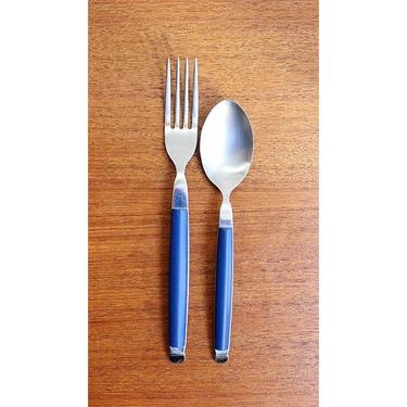 Vintage Mikasa Tempo - Cobalt - Dinner Fork and Teaspoon - Italy - LOVELY 