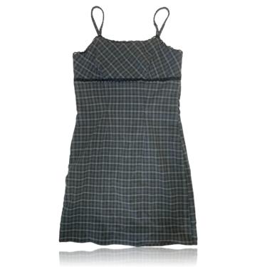 90s Gray and Black Plaid Bodycon Dress // Size 7 // California Concepts 