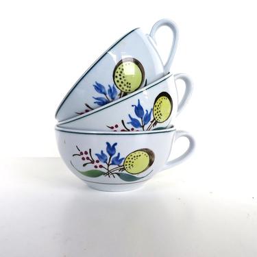 Set Of 3 Vintage Arabia of Finland Windflower Tea Cups, Vintage Floral Scandinavian Coffee Tea Cups, Romanitc China 