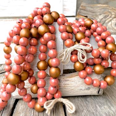 VINTAGE: 140" Long Chunky Wooden Beaded Garland - Cottage - Farmhouse - Valentines, Easter, Christmas, Baby Shower - SKU 00034046 