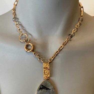 Gold Chain necklace w/ Charm &amp; beads
