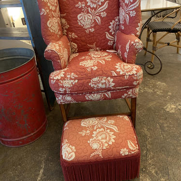 Vintage Wing Chair and Foot Rest 