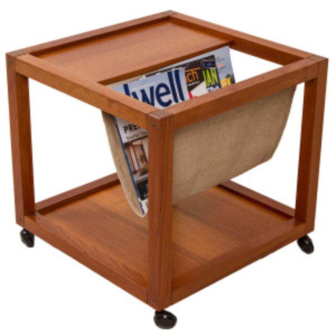 Teak Rolling Magazine Rack/Side Table Modern Mobler Takoma, DC