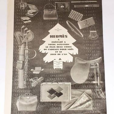 Hermes 1927 ORIGINAL Print Ad French L'Illustration Xmas Holidas Christmas Tree /Advertisement France Designer Leather Bags Golf Equestrian 