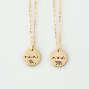 Mama Bird Necklace, Mama Bear Necklace, Personalized Mom Necklace, Mama Necklace, New Mom Necklace, Sterling Silver, Mother's Day Gift 