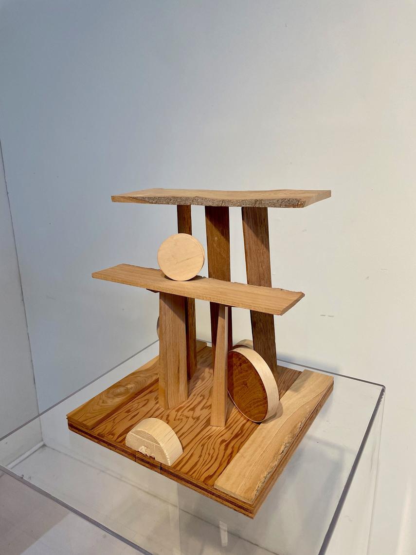 Live Edge Wood Geometric Shapes Sculpture Mid Century Vintage Xcape