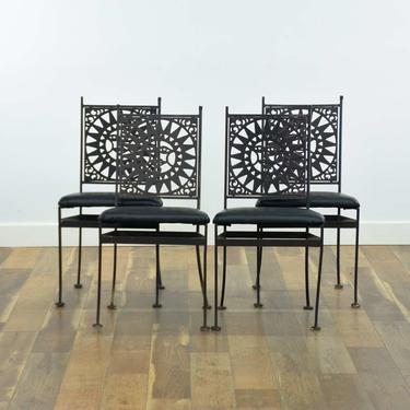 Set Of 4 Arthur Umanoff Celestial Sun Dining Chairs 