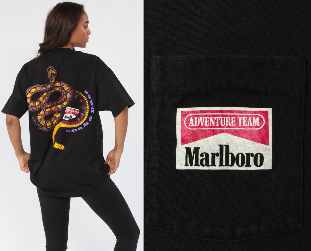 Vintage Marlboro Shirt Snake Pass Cigarette Rattlesnake Marlboro