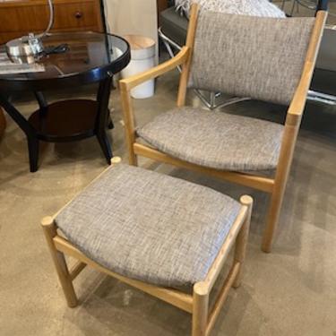 Scandinavian Oak Chair with Ottoman, 1960&#8217;s