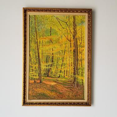 1970s Autumn Landscape Oil on Canvas Painting by Lillar, Framed. 