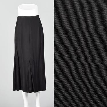 Small 1980s Norma Kamali Black Mermaid Skirt Pleated Hem Lightweight Skirt Casual Separates Classic 80s Vintage 