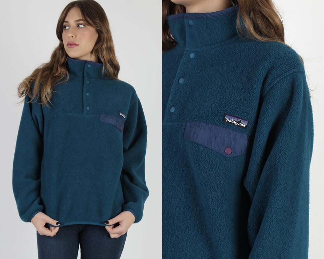 Vintage 90s T Snap Patagonia Fleece Jacket / Patagonia Made In