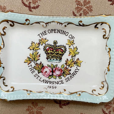 Vintage Decorative Saint Lawrence Seaway Tray | 50s Montreal Souvenir Plate by blindcatvintage