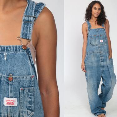 Round House Jean Overalls 90s Denim Pants Lee Baggy 1990s Dungarees Bib Utility Distressed Workwear Vintage Carpenter Extra Large xl xxl 