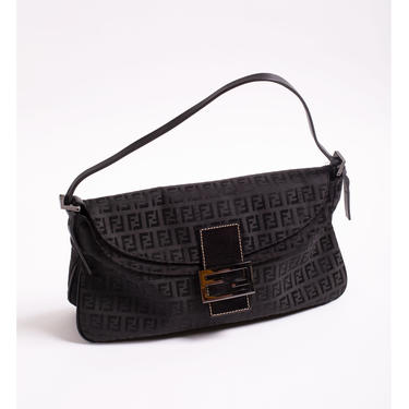 Fendi Black Zucchino Baguette Bag