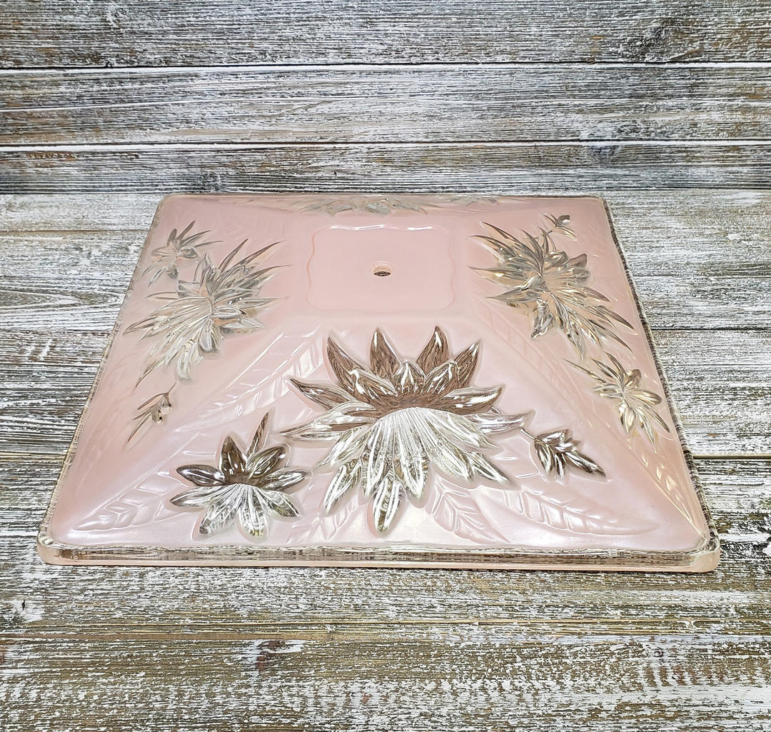 Vintage square glass ceiling deals light covers