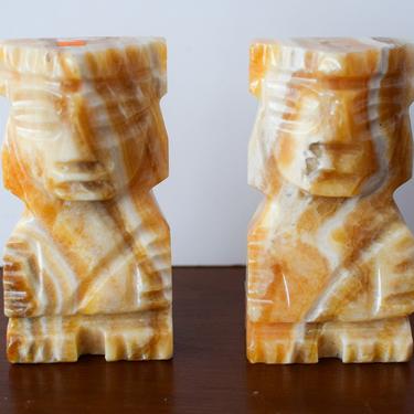 Pair of Vintage Marble Mayan Bookends 