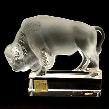 Lalique French Frosted Crystal Bison 