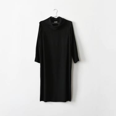 vintage black silk cowl neck midi dress, size M 