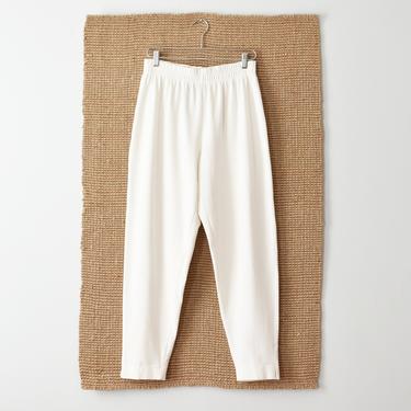 vintage white cotton lounge pants, tapered easy pants, size L 