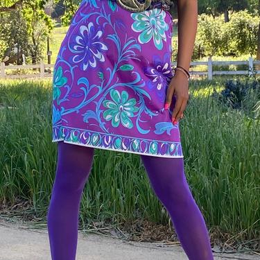 Vintage Emilio PUCCI slip skirt, purple and blue paisley print mod lingerie skirt by PUCCI, Emilio Pucci slip dress skirt size small small s 