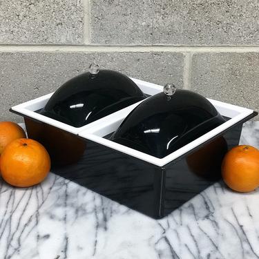 Vintage Food Ice Box Retro 1960s Mid Century Modern + Tasty Temp + Black and White + Lucite + 2 Compartments + MCM Serving Caddy + Kitchen 
