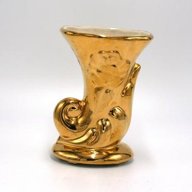 vintage cornucopia gold vase 