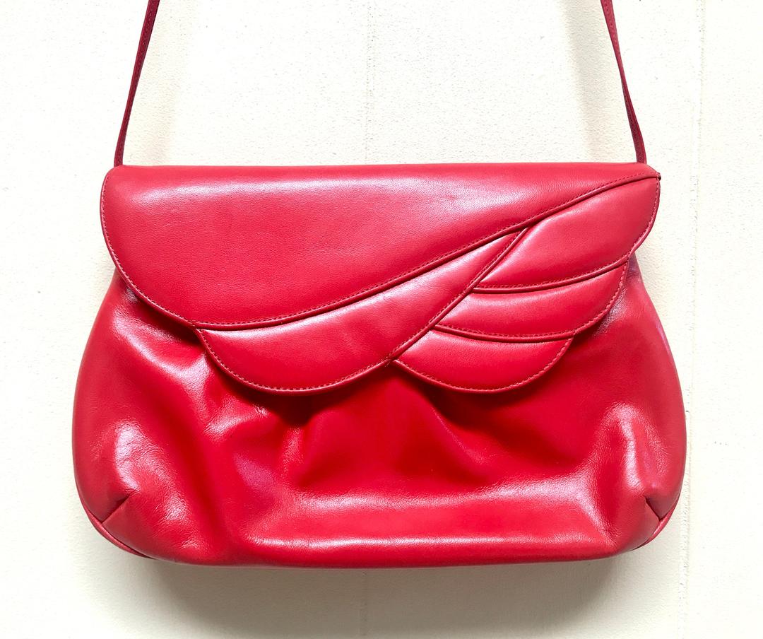 Vintage 1980s Red Leather Convertible Purse, 80s Crimson Clutch to, Ranch  Queen Vintage