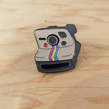 Polaroid One Step SX-70 Land Camera w/ Leather Case, Flash, &amp; Jinxed Instant Camera Enamel Pin