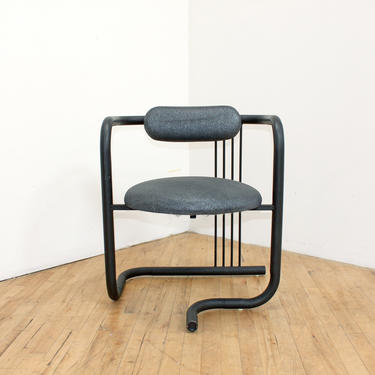 Postmodern Accent Chair Tubular Steel Glass 80s 90s Amisco