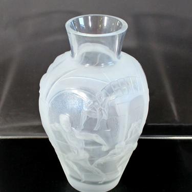 Massive Lalique Paris Crystal Vase Les Eleens French Greco Roman Figures 