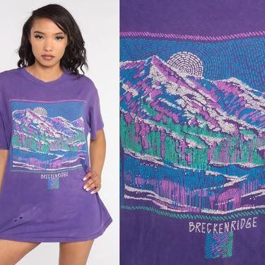 Breckenridge Shirt Colorado Ski Shirt 80s T Shirt Purple Mountain Ski Resort 1980s Single Stitch TShirt Skiing Vintage Graphic Tee Medium 