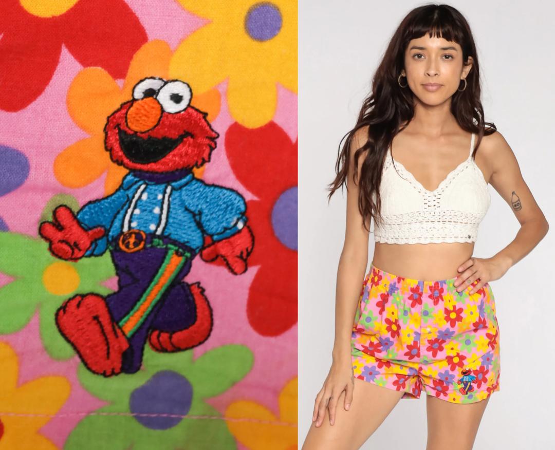 Sesame Street Boxer Shorts Elmo Underwear Flower Power Shorts 80s Shop Exile Tucson, AZ