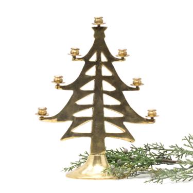 Vintage Brass Christmas Tree Candle Holder, Vintage Christmas Decor 
