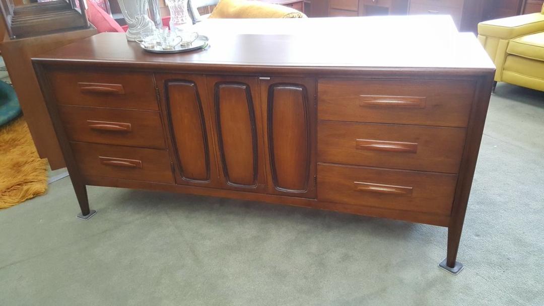 MidCentury Modern walnut 9drawer dresser from the Emphasis collection