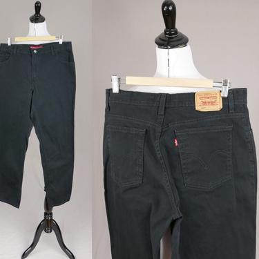 Vintage Black Levi's 550 Jeans - 35 36 waist - Mid Rise Relaxed Tapered - Spandex for Stretch - Vintage Y2K - 32