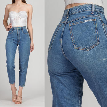 Vintage Bill Blass High Waist Jeans - Extra Small, 24&amp;quot; | 90s High Rise Denim Tapered Leg Slim Mom Jeans 