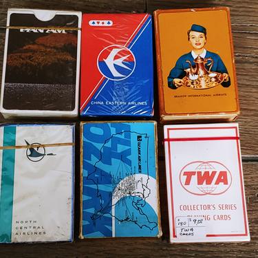 6 Sets of Vintage Airline Playing Cards 