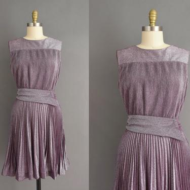 1960s vintage dress | R&amp;K Shimmery Purple Holiday Cocktail Party Dress | Medium | 60s dress 