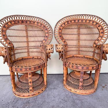 Pair of Island Chic Child Rattan Fan Chairs
