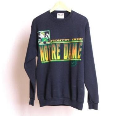 vintage 1990s NOTRE DAME fighting IRISH college football vintage raglan sweatshirt -- size medium 