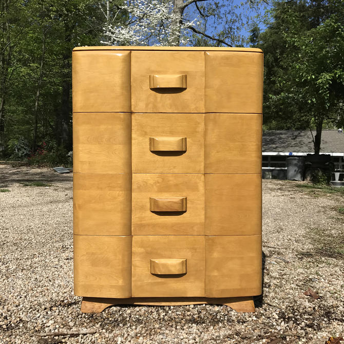 1950s Vintage Heywood Wakefield Maple Tallboy High Dresser Mid Century By Brainwashington