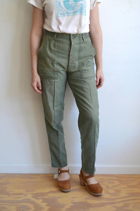 Vintage Vietnam pants og-107 army trousers button hot fly 30 x 31 war cotton military