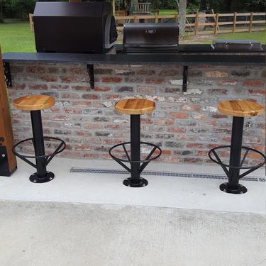 Free Shipping! Outdoor Urban Industrial Bolt Down Bar Stools with Circle Ring Foot Rest - Commercial grade for restaurants, bars and cafes! 