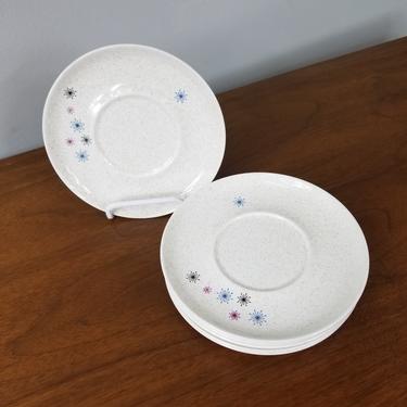 Set of 6 W. S. George Celeste Starburst Saucer Plates 