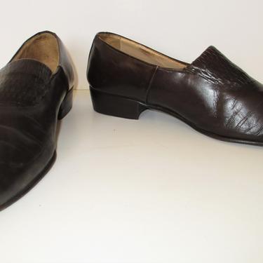Vintage 1970s Stacy Adams Dress Shoes Slip Ons Dark Brown Leather 8 Men 