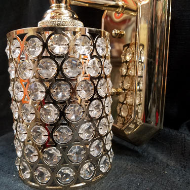 Polished Brass and Crystal Bead Sconce 4 x 8.5