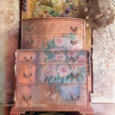 Floral Hand Painted Dresser - Boho Chic Dresser | Dare To Be Vintage -  Lynnfiled, MA