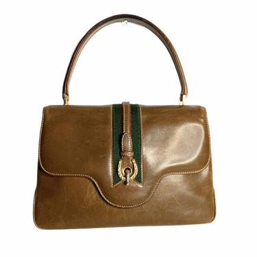 Gucci Vintage Brown Leather Italian Handbag 1940